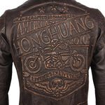 Jaqueta couro legítimo Vintage Bomber Moto Biker - 73MotoSports