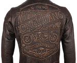 Jaqueta couro legítimo Vintage Bomber Moto Biker - 73MotoSports