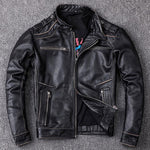 Jaqueta vintage de couro legítimo Distressed - 73MotoSports