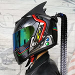 Capacete JIEKAI com lente dupla, com trança - 73MotoSports