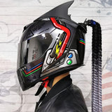 Capacete JIEKAI com lente dupla, com trança - 73MotoSports