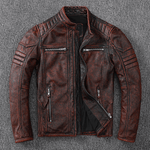 Jaqueta couro legítimo Vintage Coat Biker - 73MotoSports