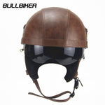 Capacete vintage em couro BULLBIKER - 73MotoSports